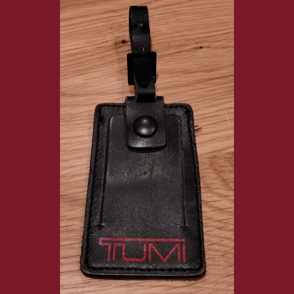 TUMI Black Leather Luggage Tag